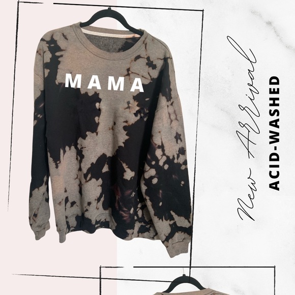 M A M A - ACID WASHED CREWNECK SWEATER - Picture 4 of 5